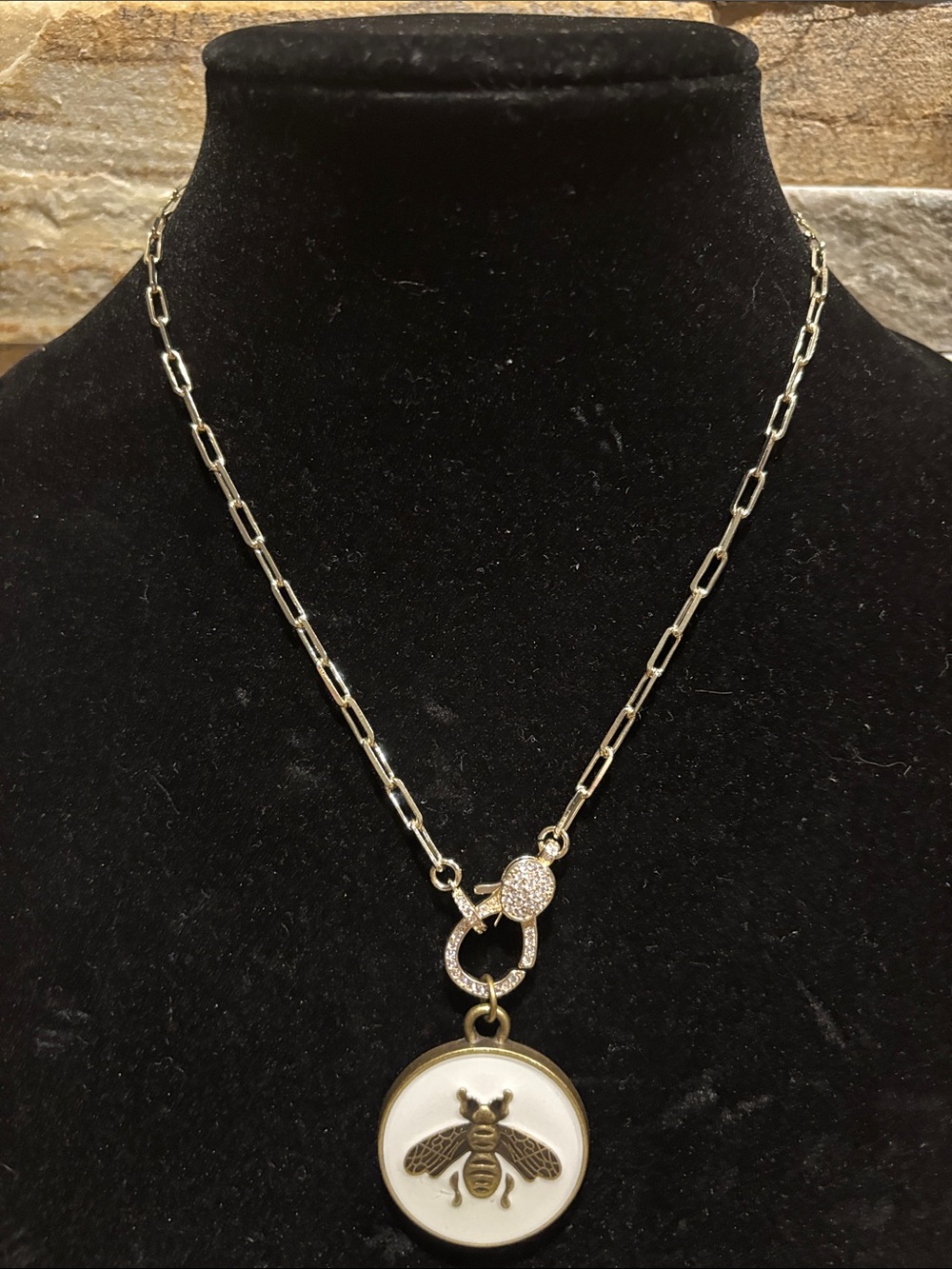 Gold plated Necklace with GG bee pendant